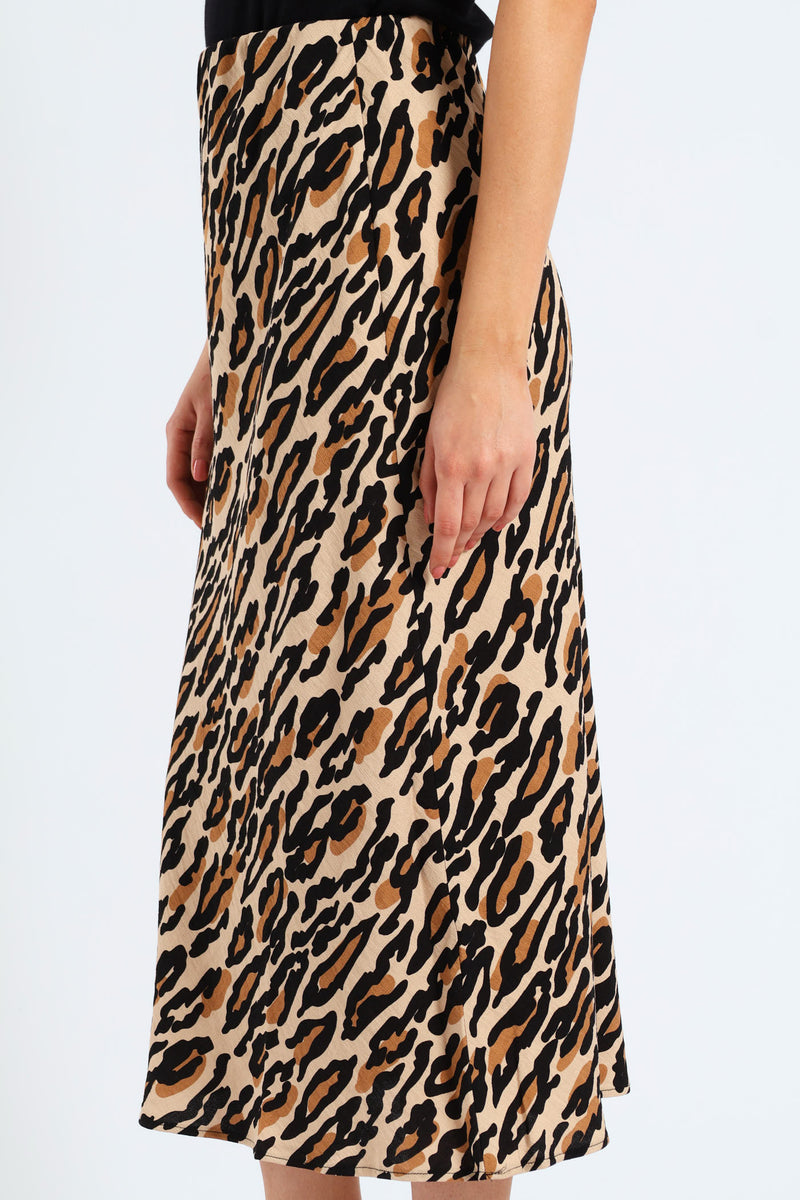 Pull On Bias Cut Midi Skirt - Multi