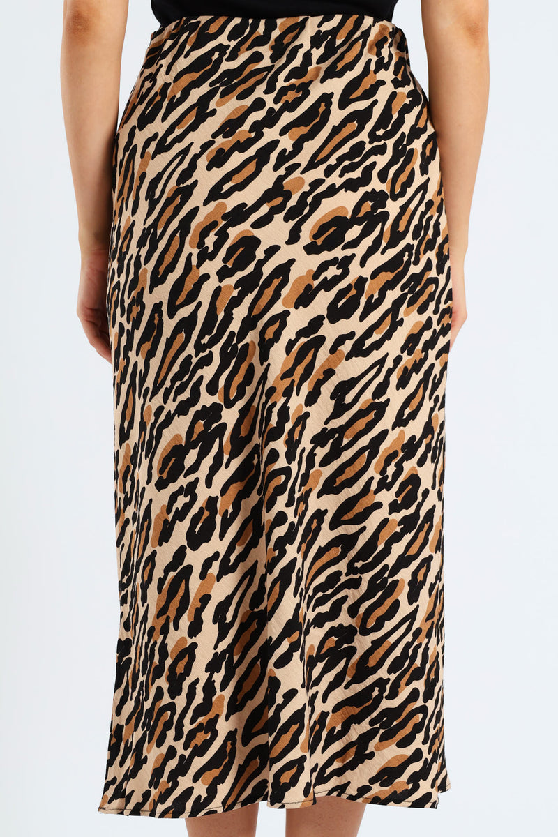 Pull On Bias Cut Midi Skirt - Multi