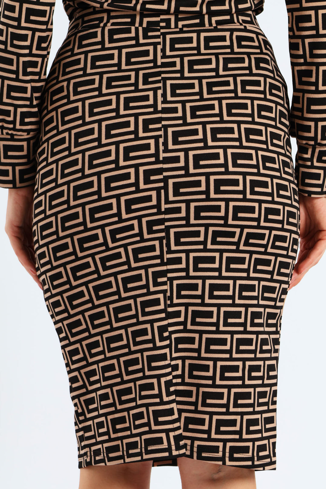 Geo Basic Career Skirt - Black