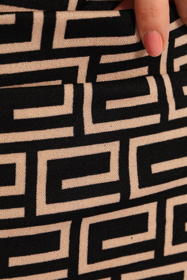 Geo Basic Career Skirt - Black