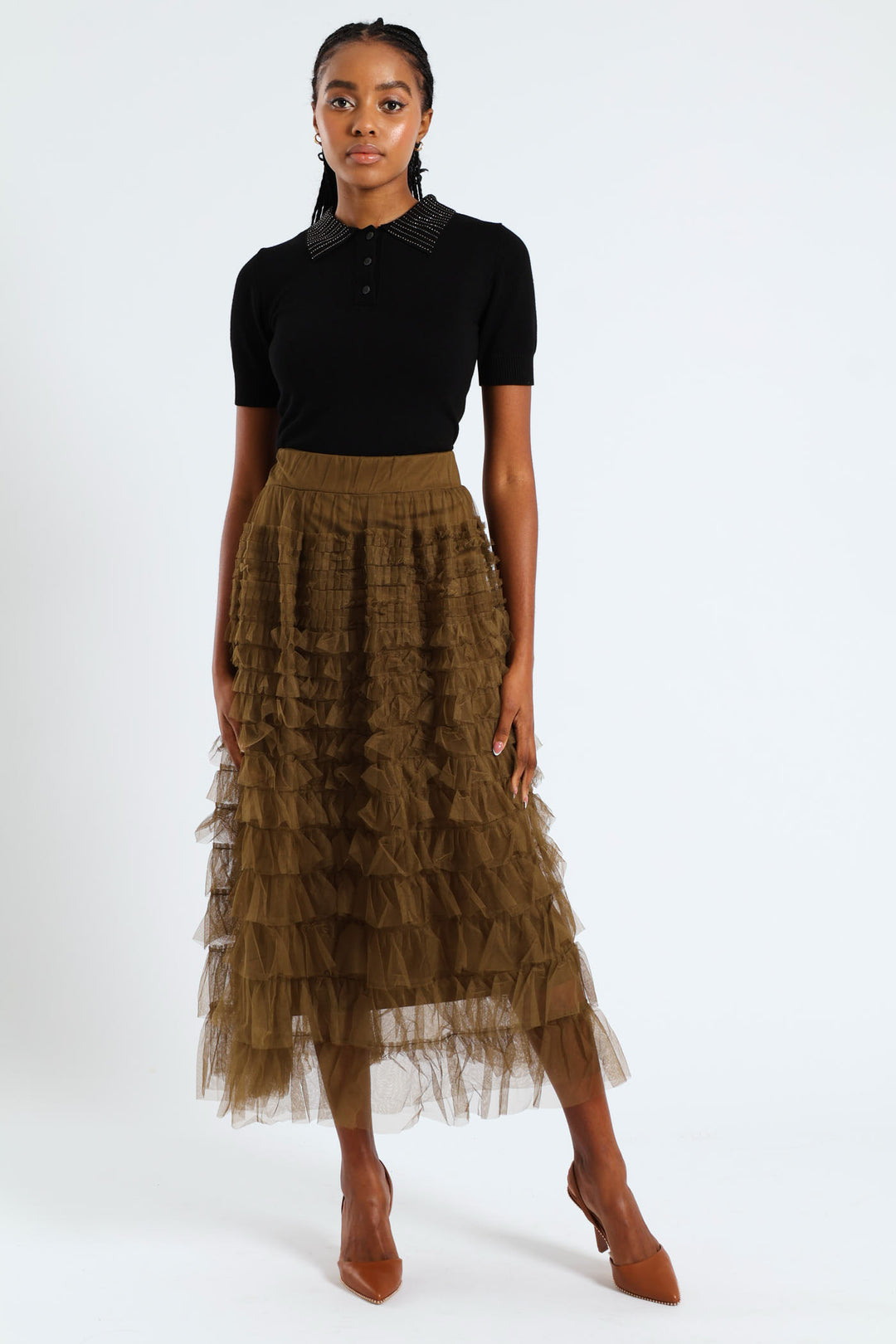 Embellished Collar Golfer - Black