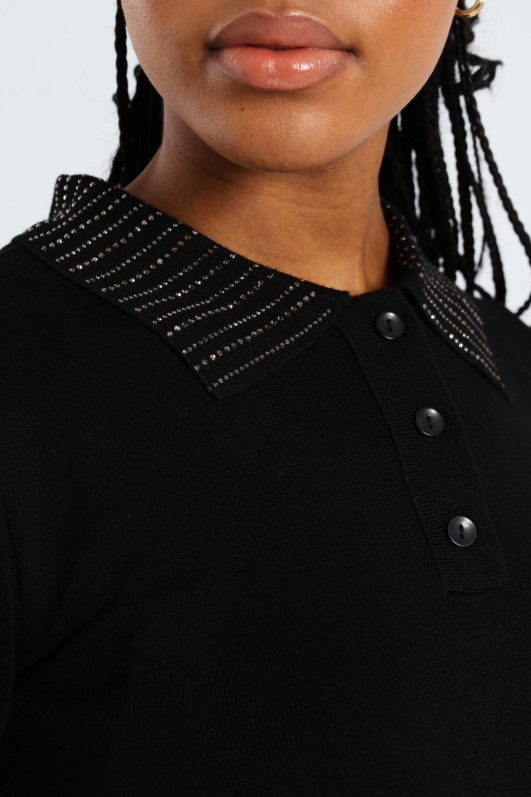 Embellished Collar Golfer - Black