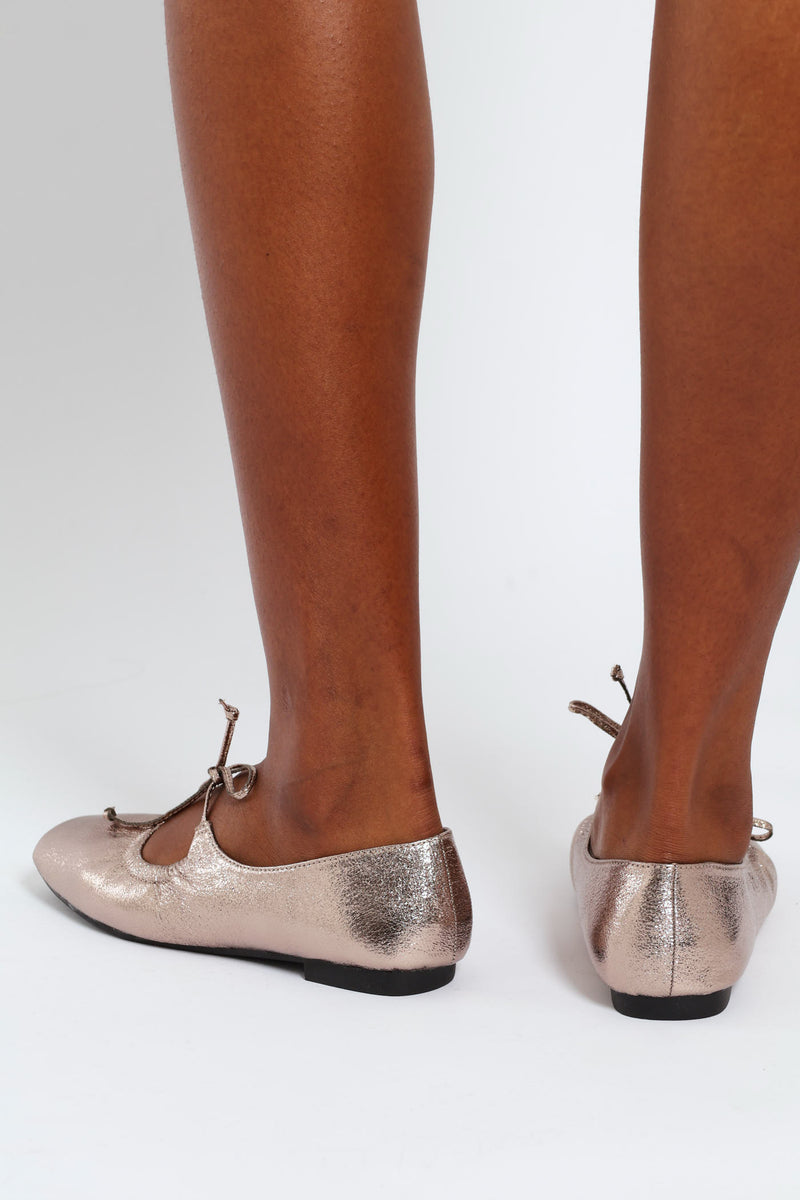 Crushed Metallic Ballet Pump - Pewter
