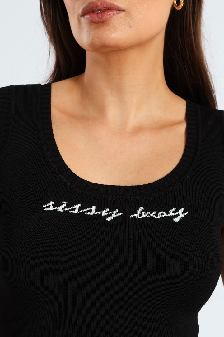 Dream Girl Dropped Waist Mini Dress - Black/White