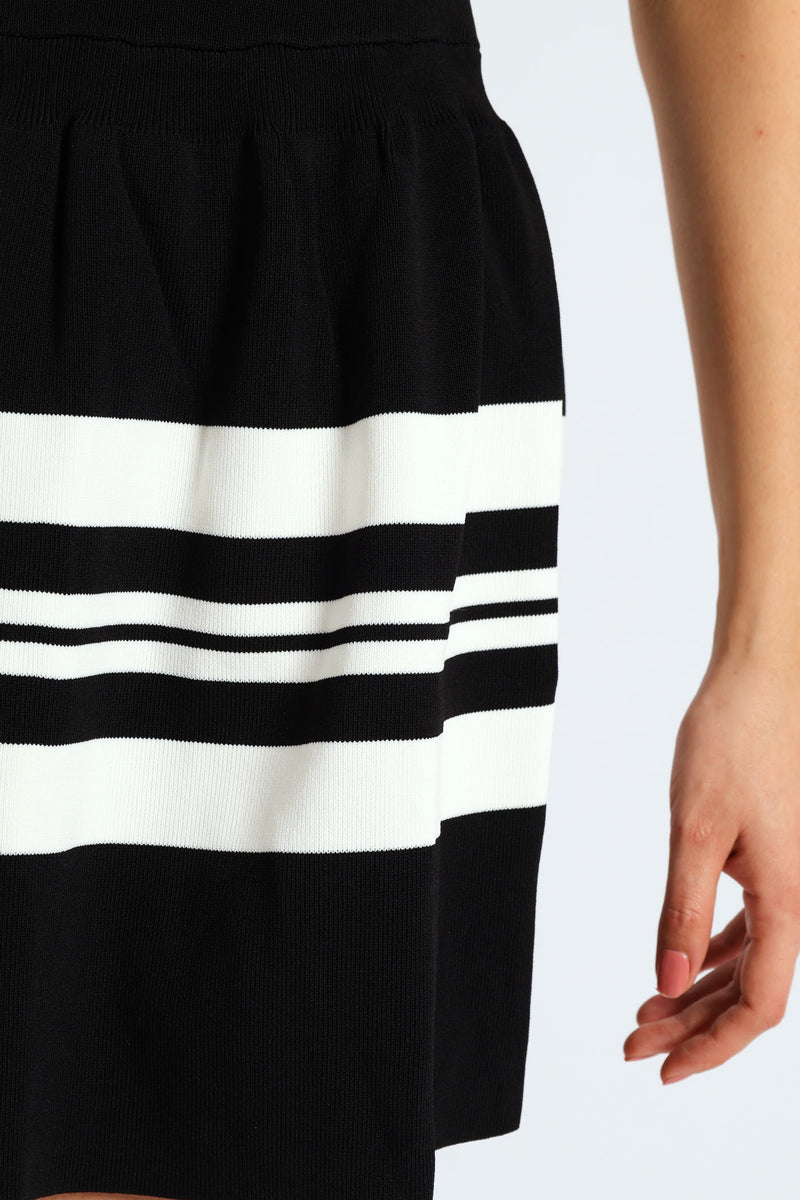 Dream Girl Dropped Waist Mini Dress - Black/White