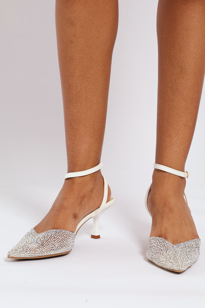 Vinyl Kitten Mule Heel - White
