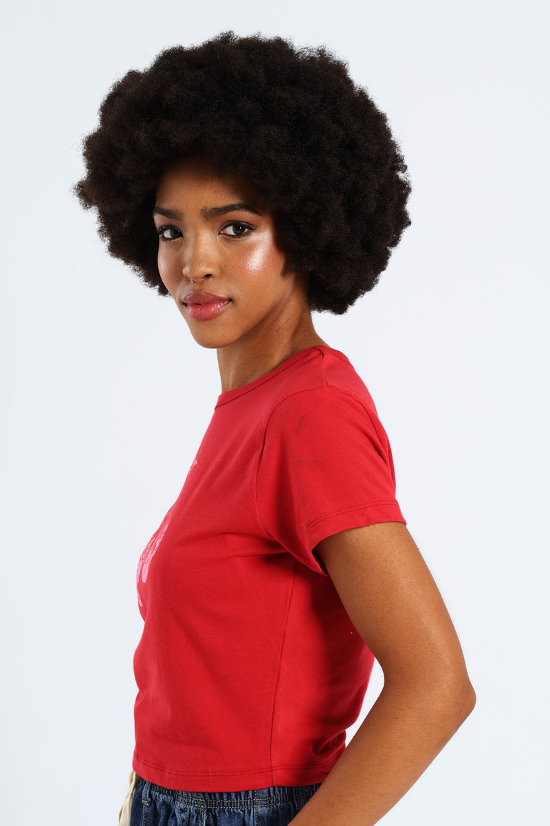 Double Cherry Baby Tee - Red