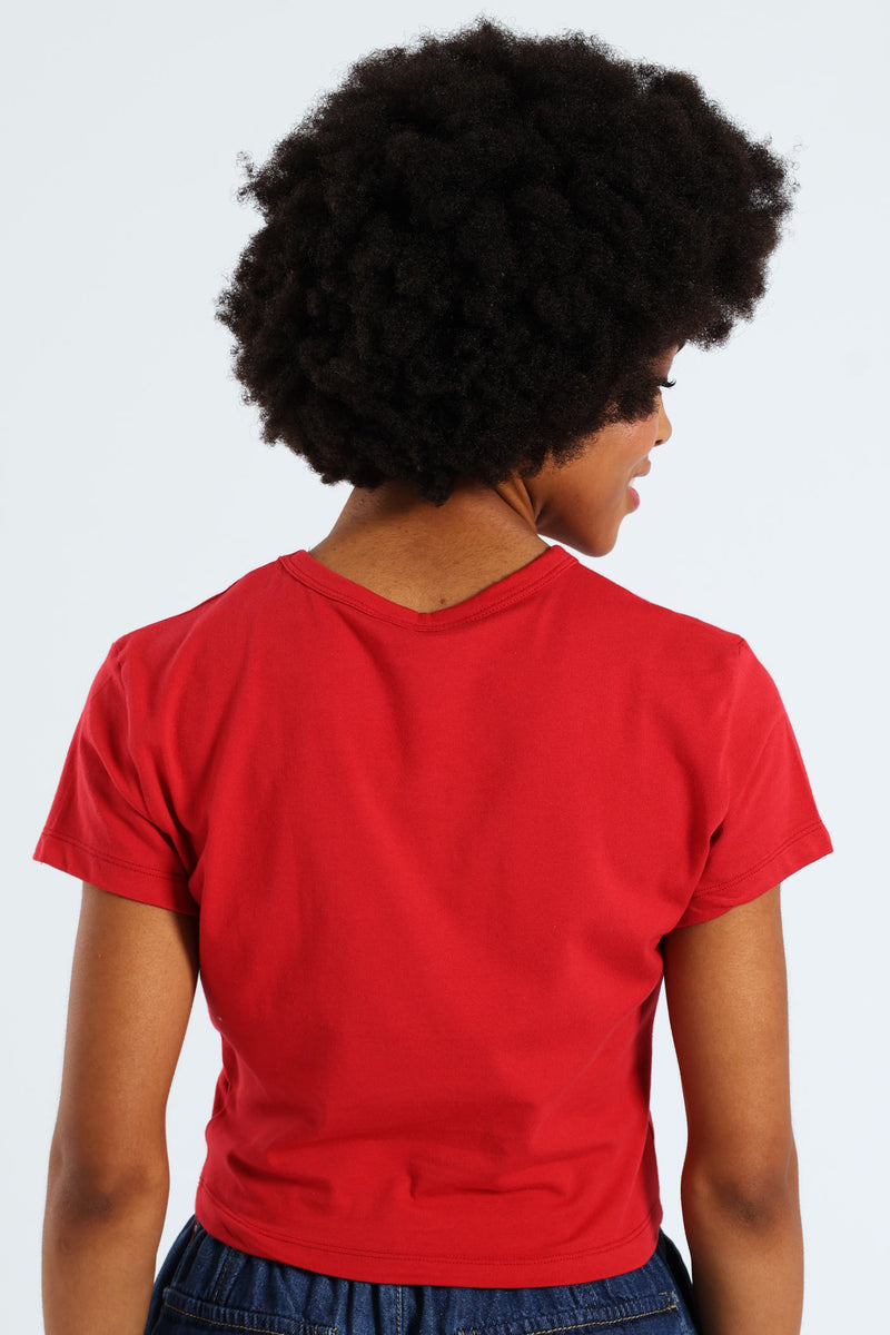 Double Cherry Baby Tee - Red
