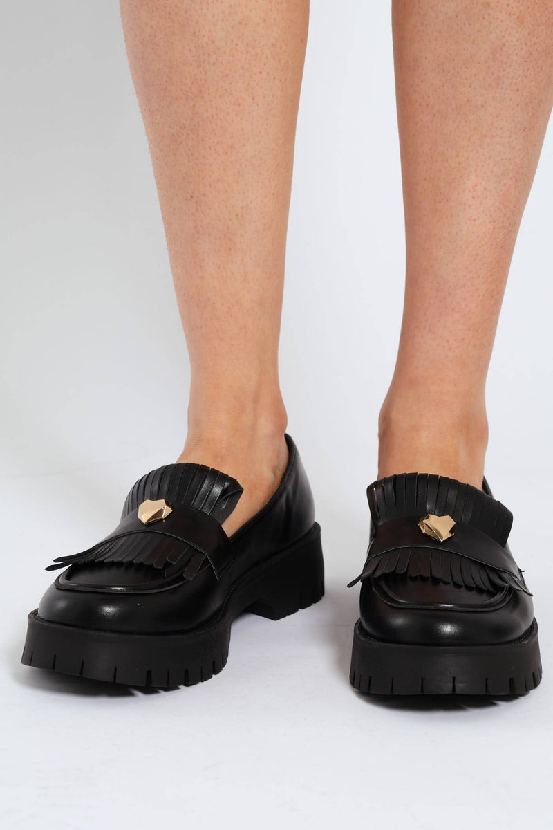 Tassel Detail Chunky Loafer - Black