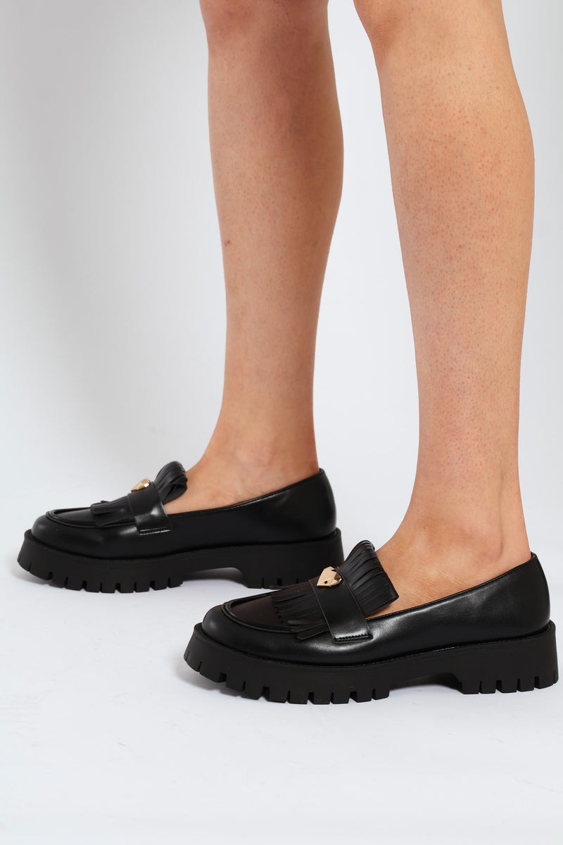 Tassel Detail Chunky Loafer - Black