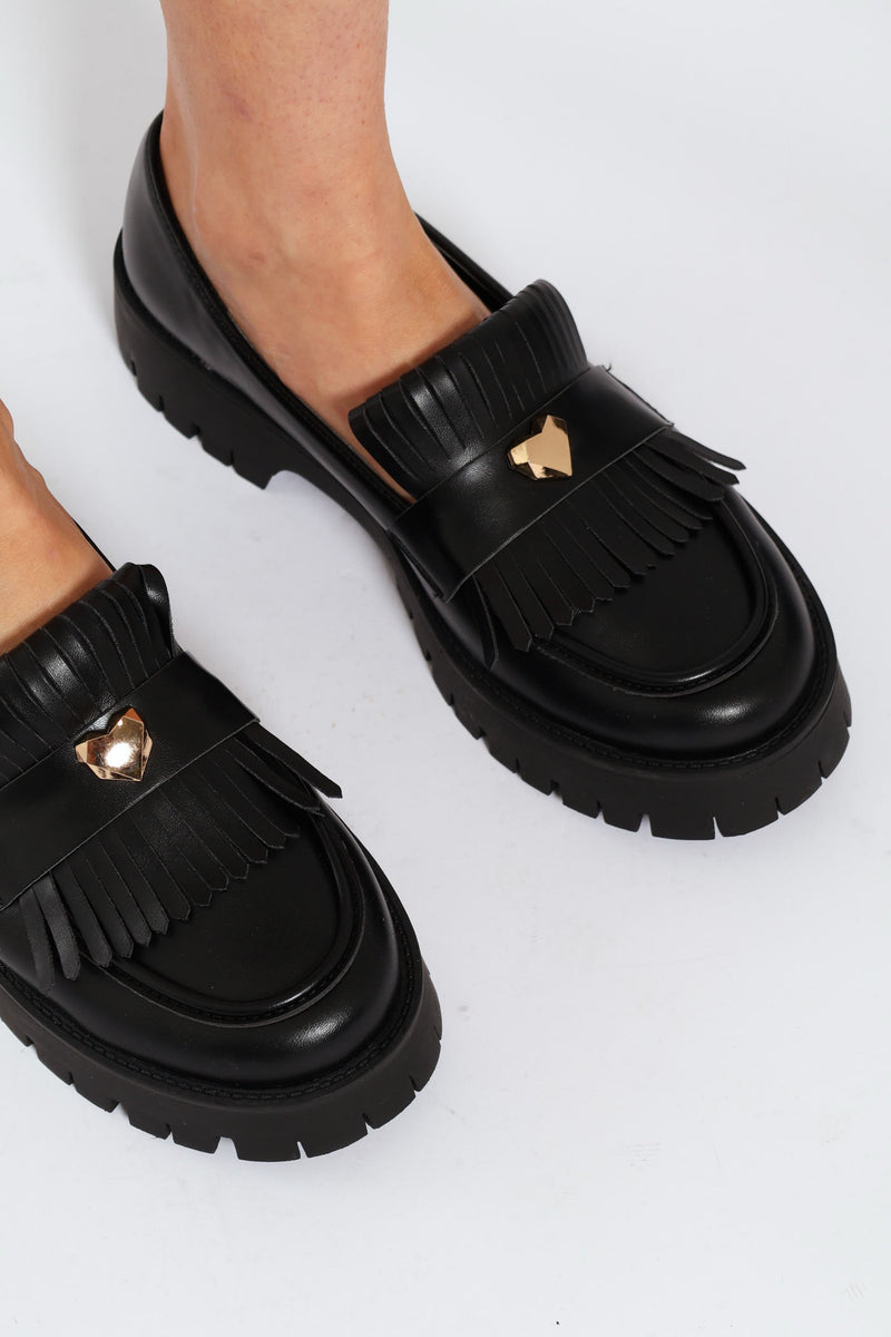 Tassel Detail Chunky Loafer - Black