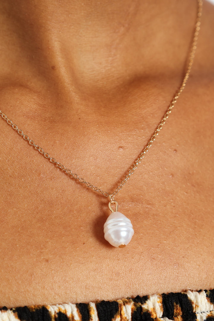 2 Pack Pearl Bead Small Hoop Pendant Earrings - Gold