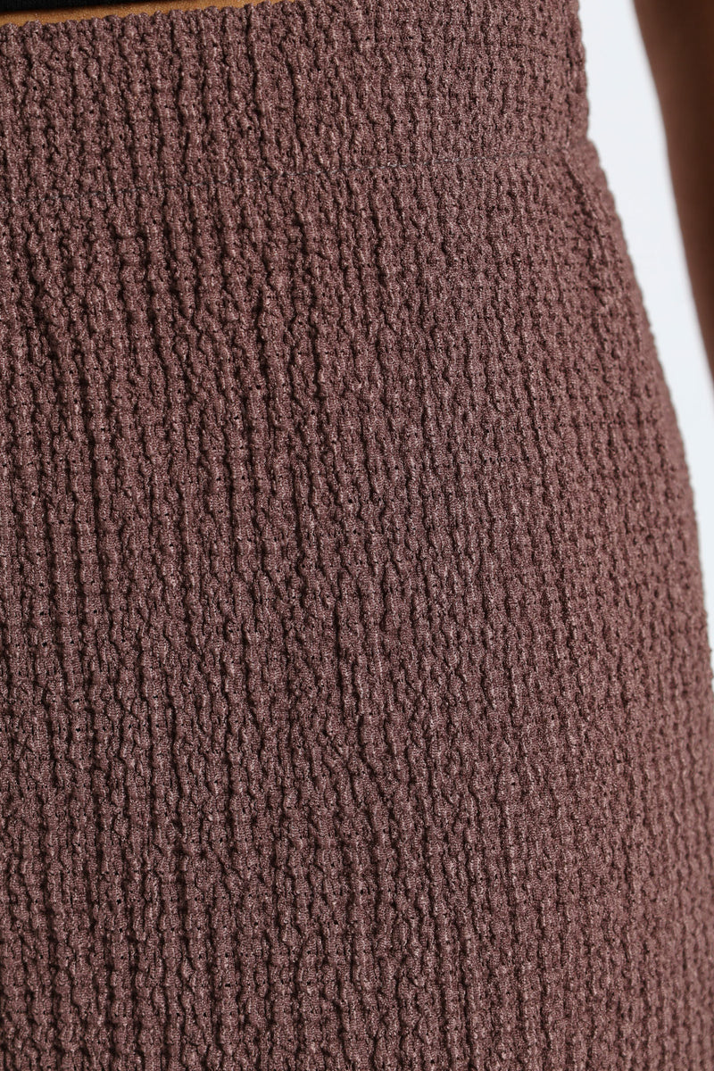 Crinkle Knit Wide Leg Pants - Taupe