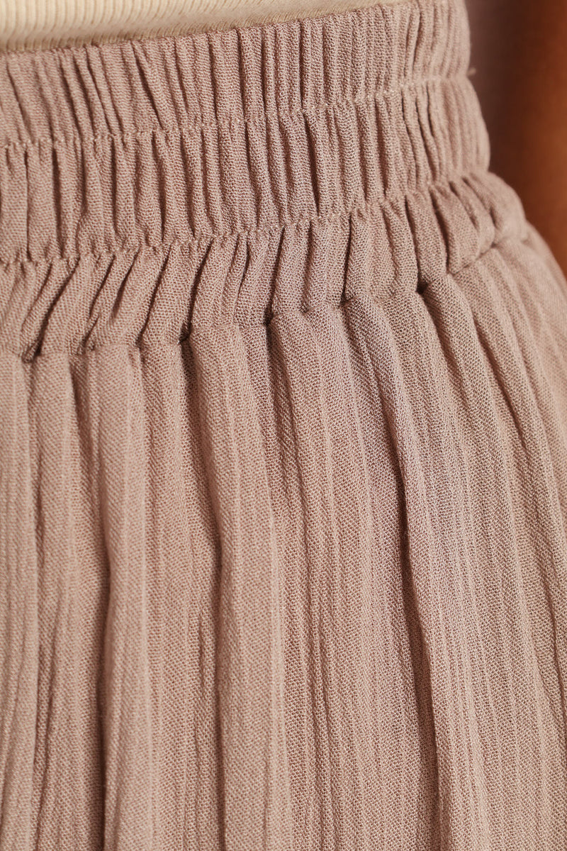 Elasticated Waist Tiered Gypsy Maxi Skirt - Taupe