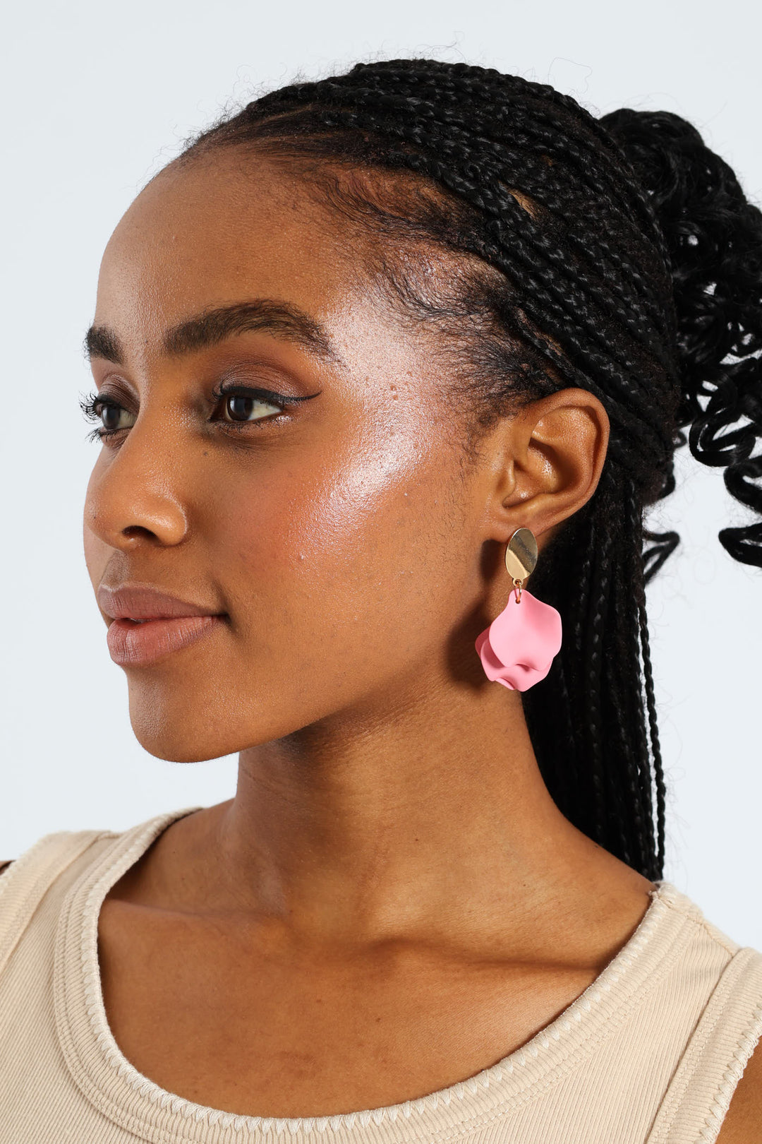 Petal Stud Earrings - Pink