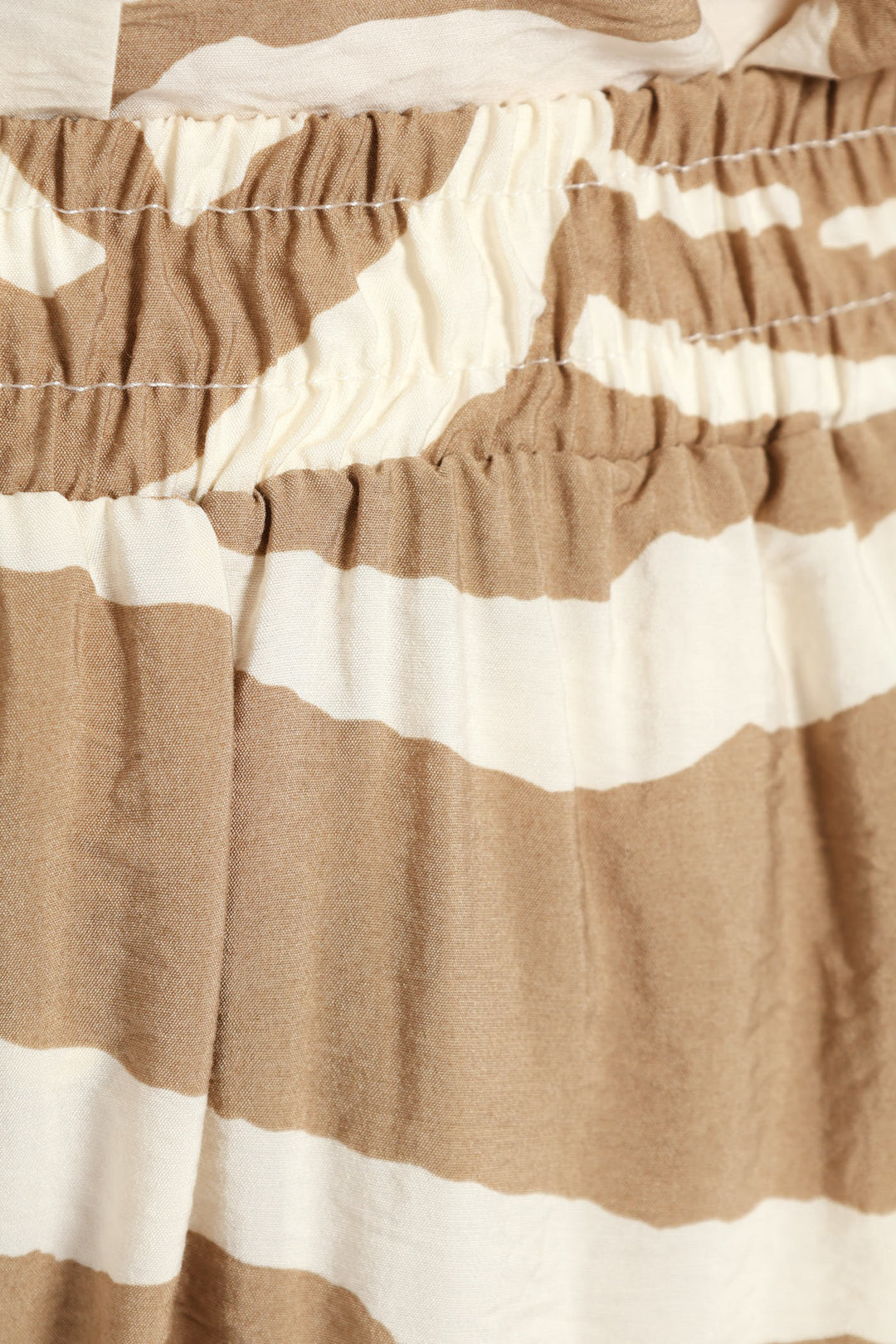 Pull-On Wide Leg Zebra Culotte Pants - White/Beige