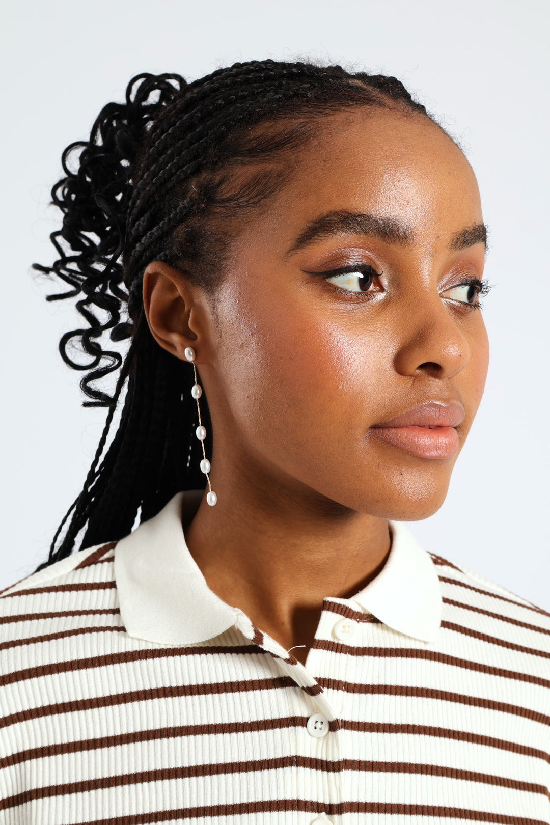 2 Pack Pearl Bead Drop & Multi Hoop Earrings - Gold