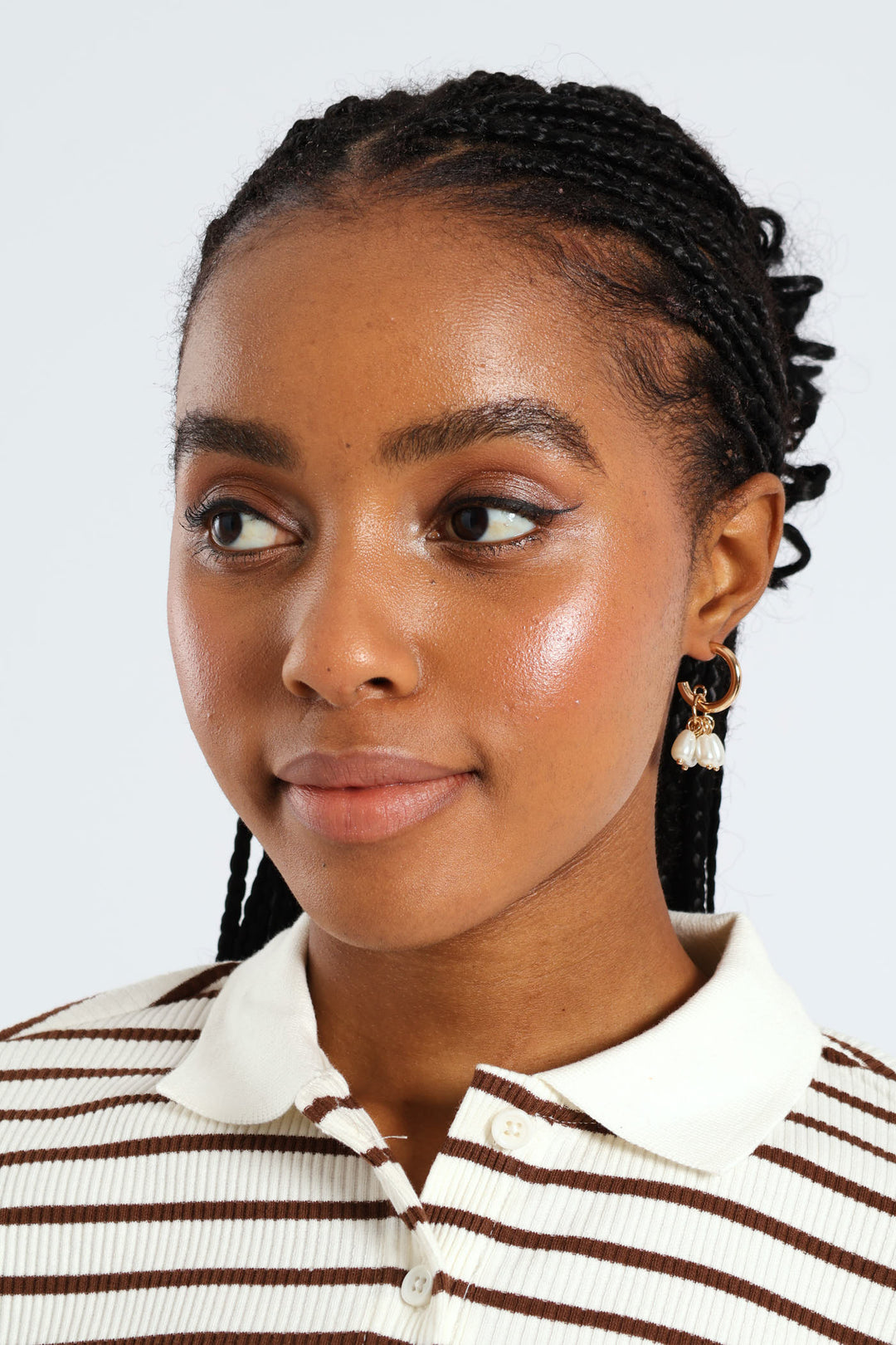 Multi Bead Small Hoop Earrings - Gold