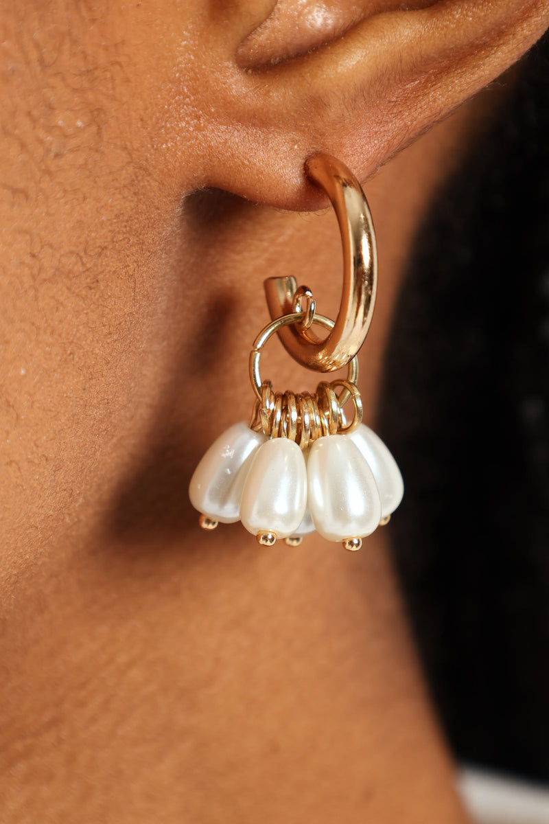 Multi Bead Small Hoop Earrings - Gold