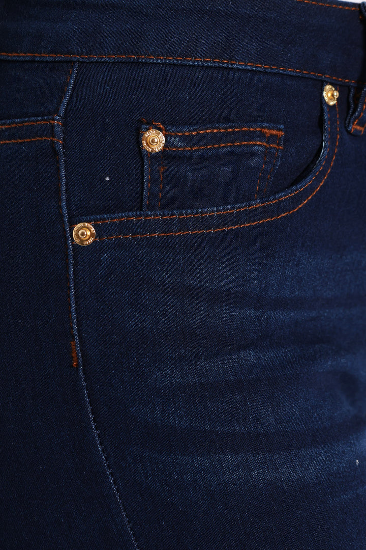 Slash Knee Anklegrazer Skinny Jean - Dark Wash