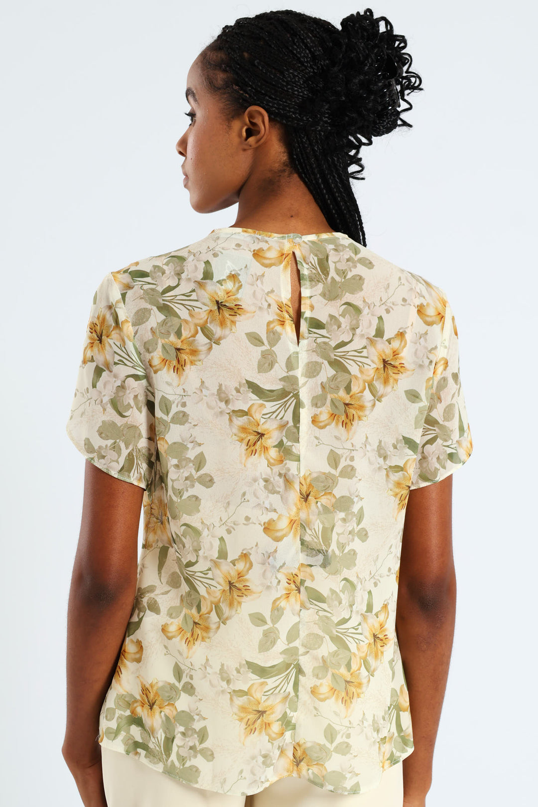 Pleat Neck Blouse - Cream