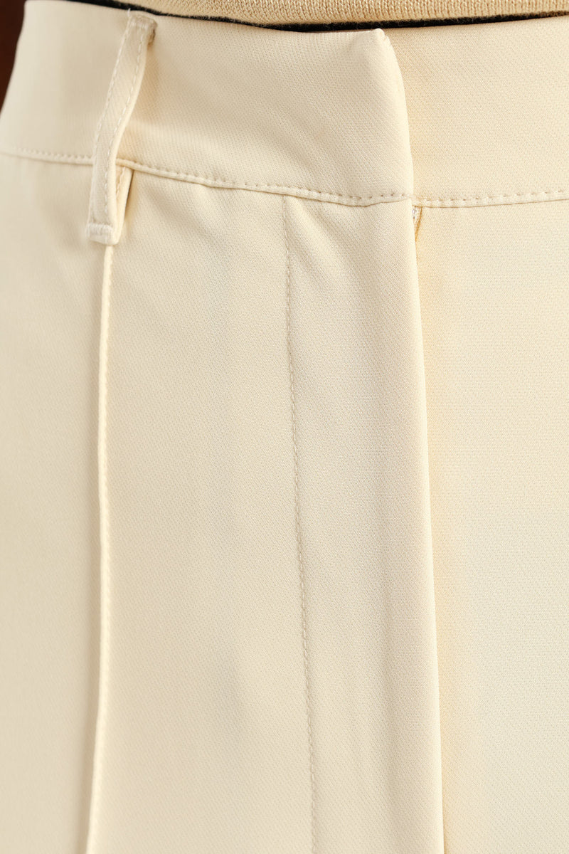 Jet Pocket Pin Tuck Straight Leg Pant - Cream