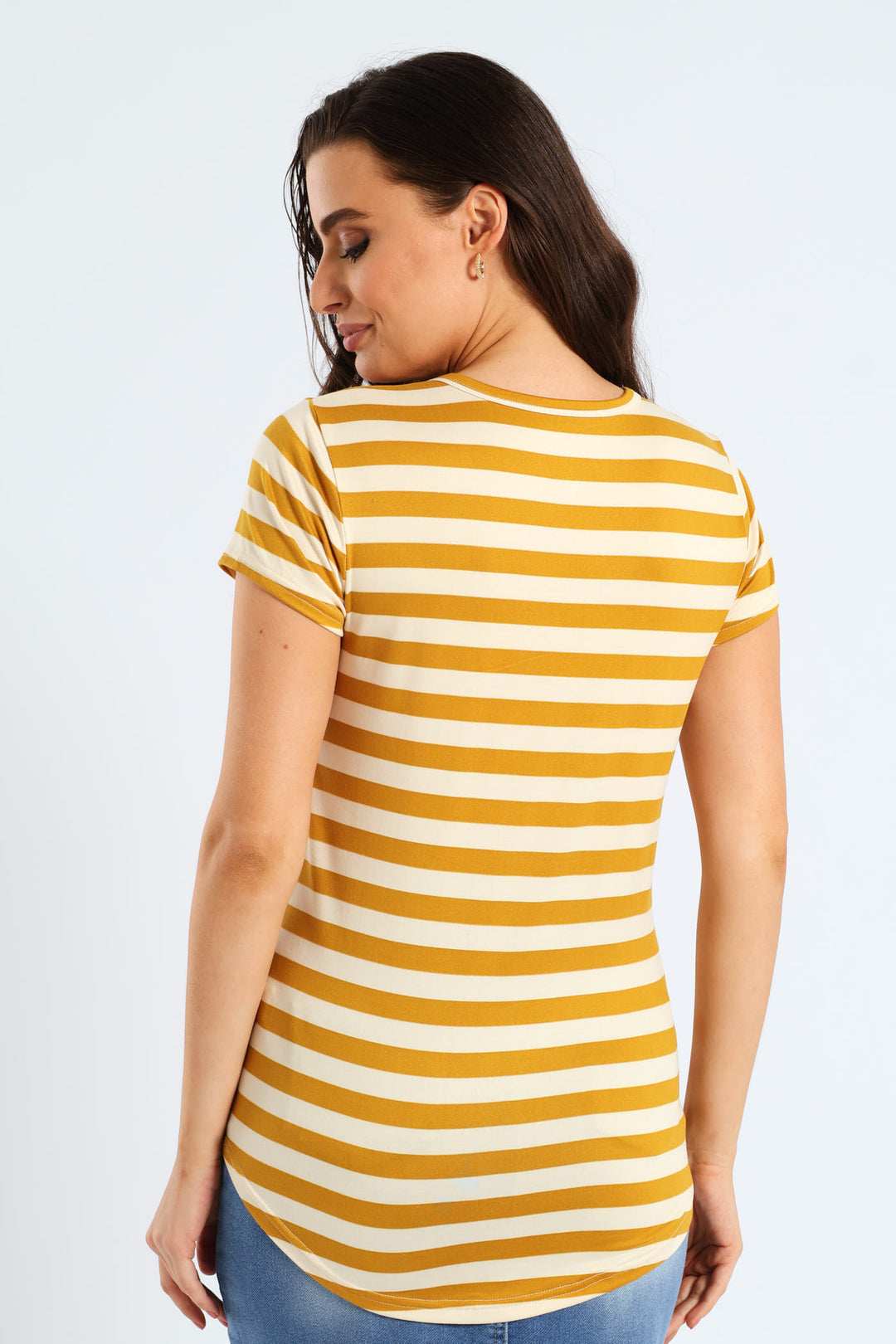 Medium Stripe Pocket Tee - Mustard/Cream