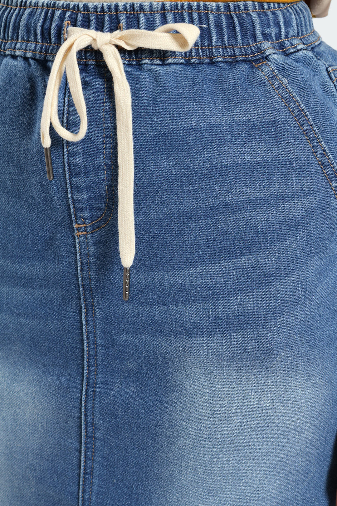 Denim Knit Pencil Skirt - Light Wash