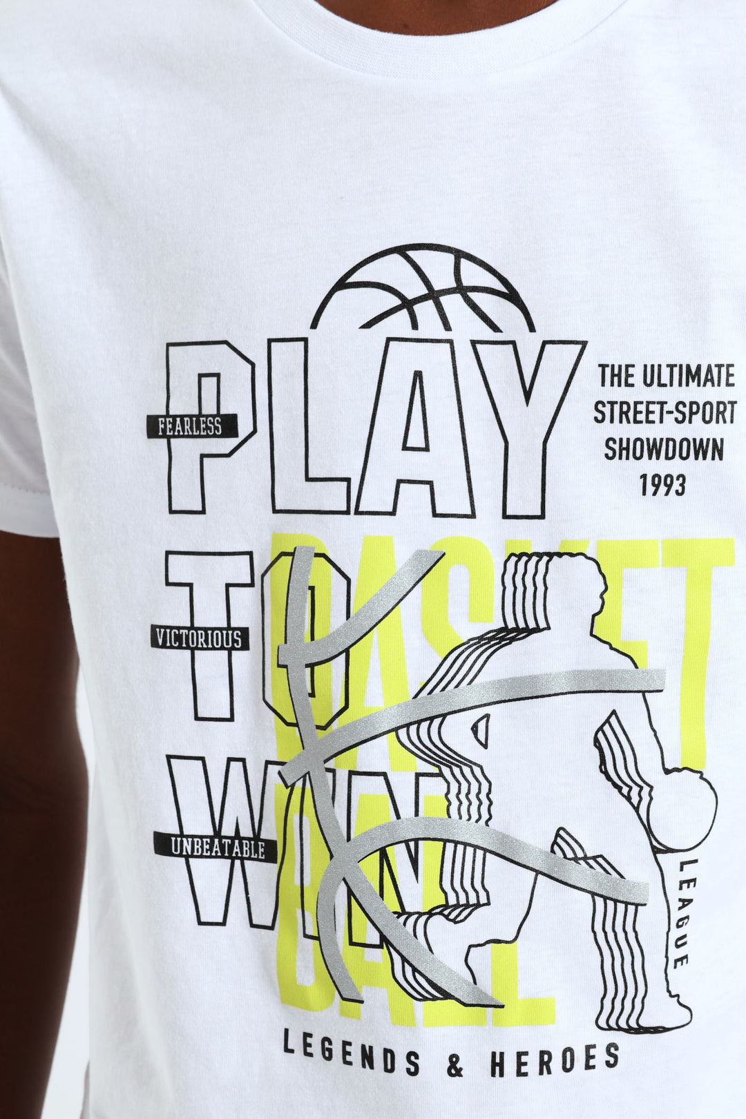 Boys Play Basketball Print Tee - White