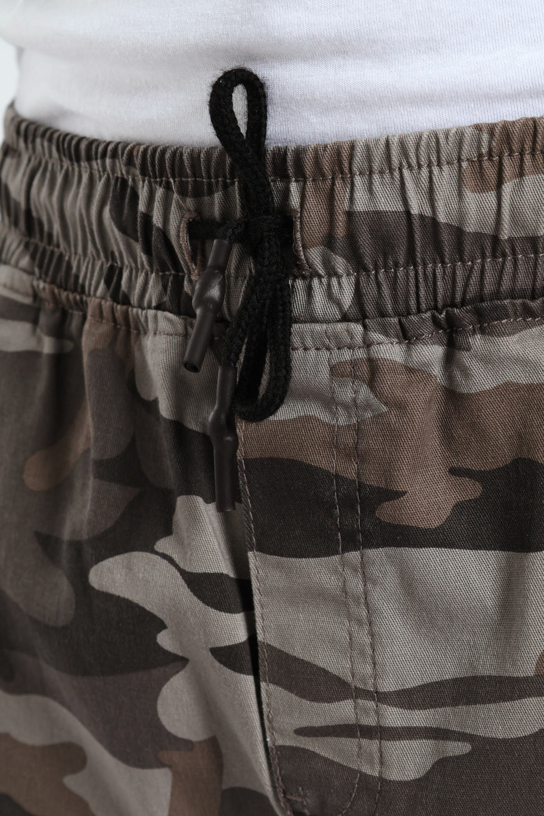 Boys Camo Print Cargo Short - Grey