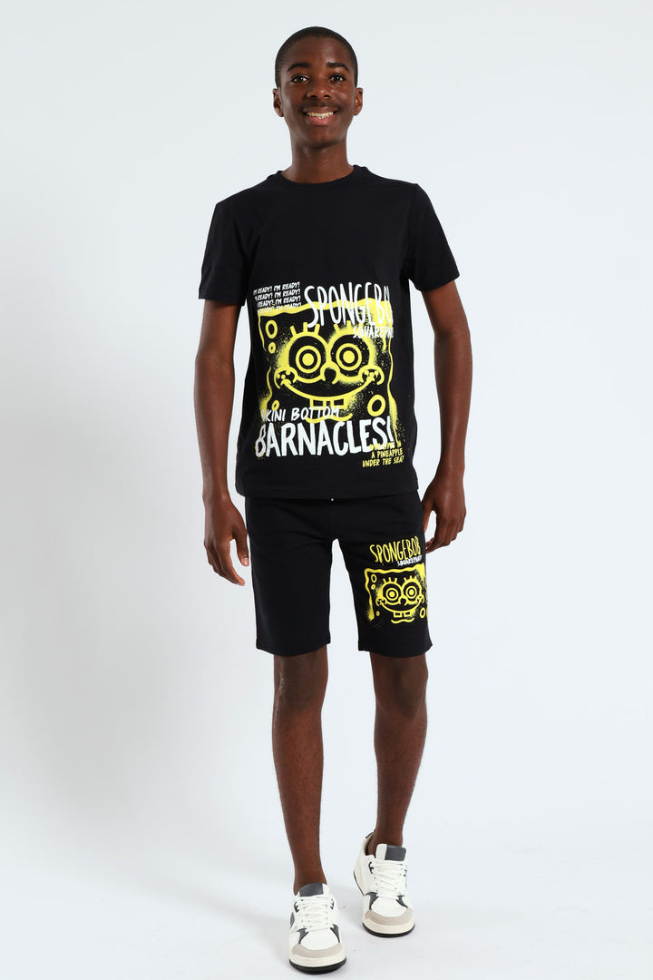 Boys Spongebob Fleece Shorts - Black