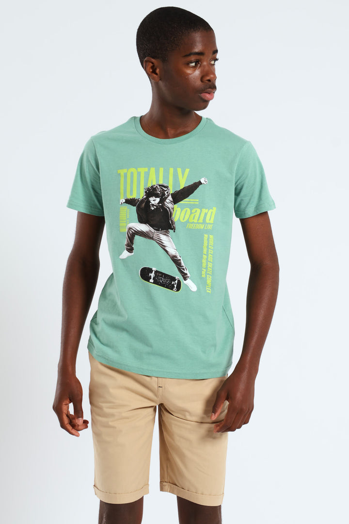 Boys Turn Up Woven Pull On Short - Khaki