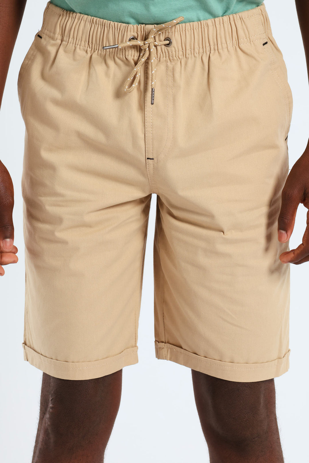 Boys Turn Up Woven Pull On Short - Khaki