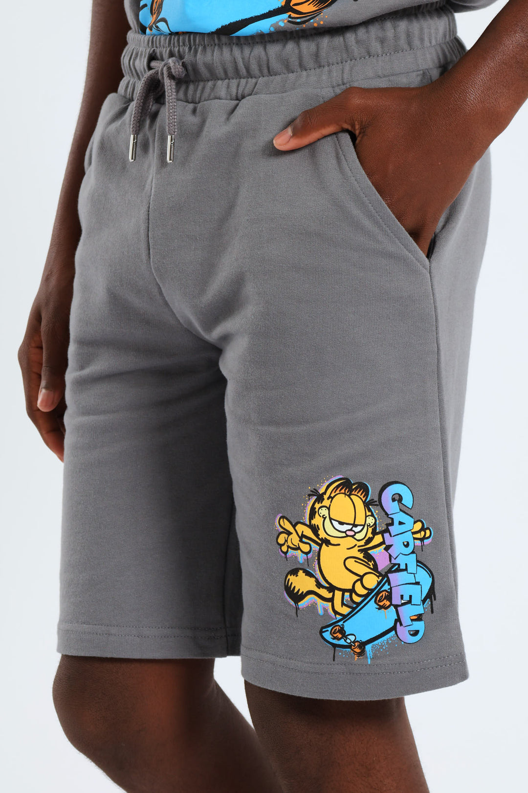 Boys Garfield Print Short - Charcoal