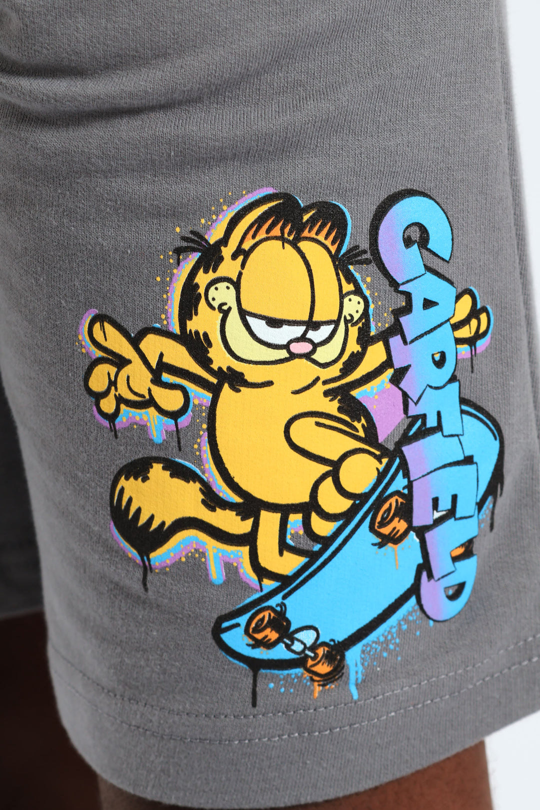 Boys Garfield Print Short - Charcoal