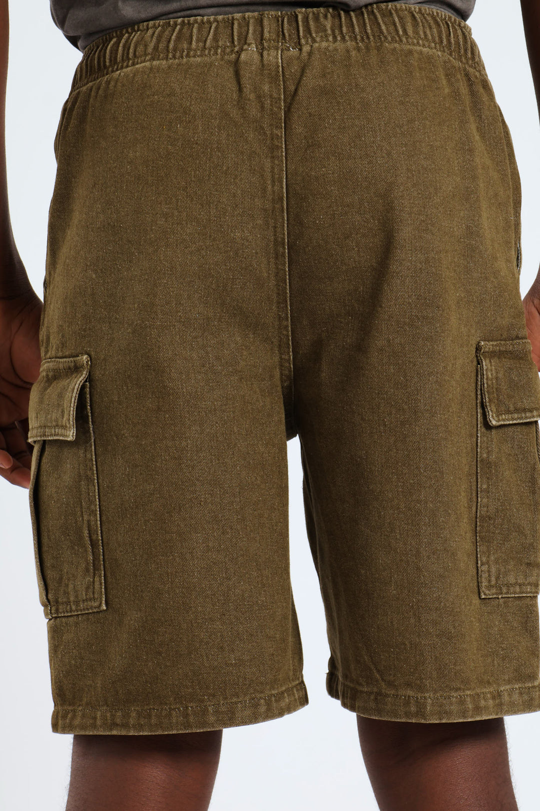 Boys Bull Denim Wash Cargo Short - Olive