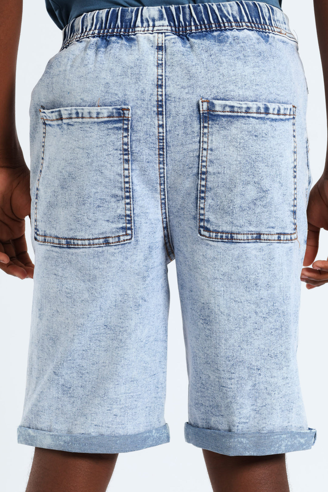 Boys Grafitti Pull On Short - Light Acid Wash