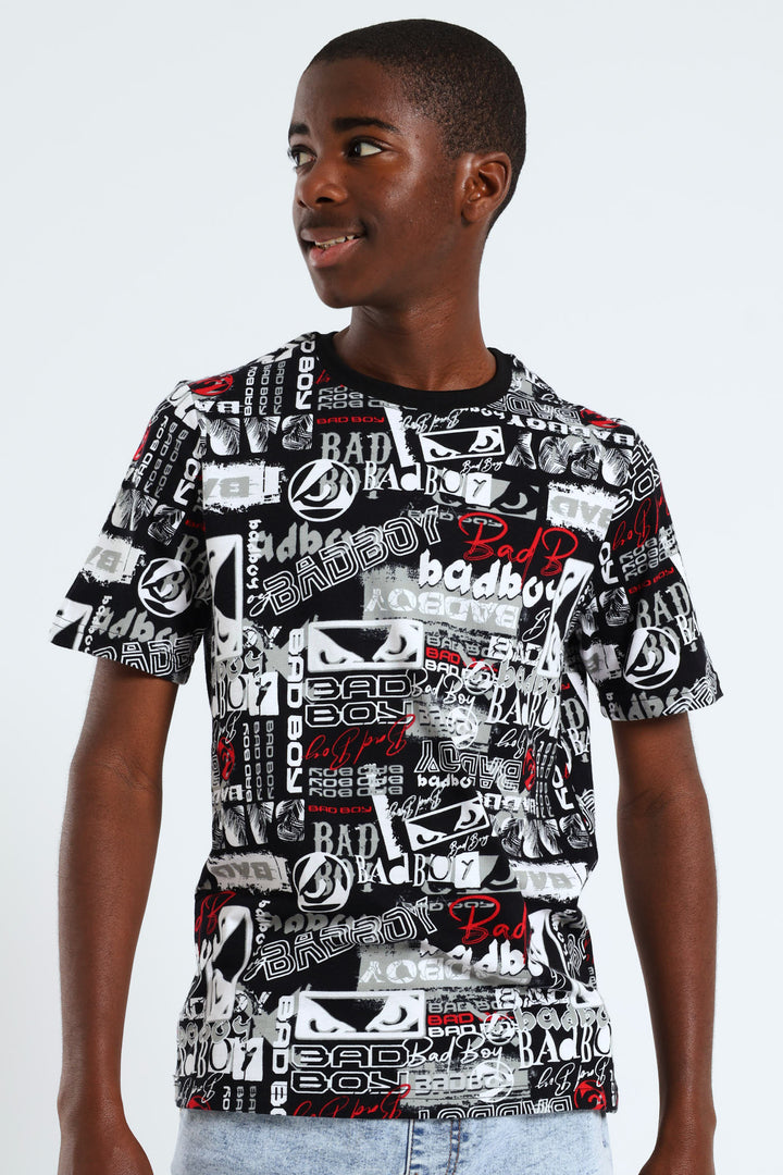 Boys Grafitti Print Tee - Black