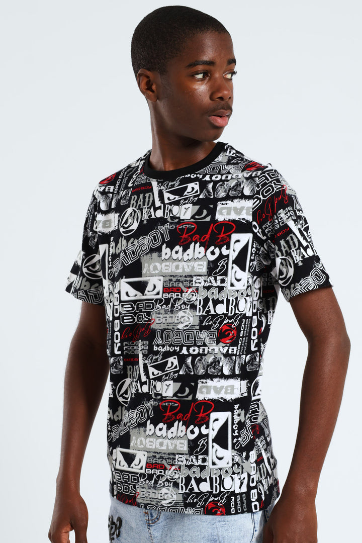 Boys Grafitti Print Tee - Black