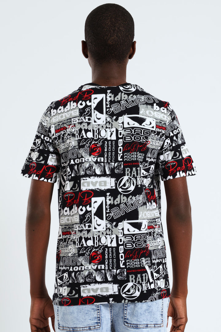 Boys Grafitti Print Tee - Black