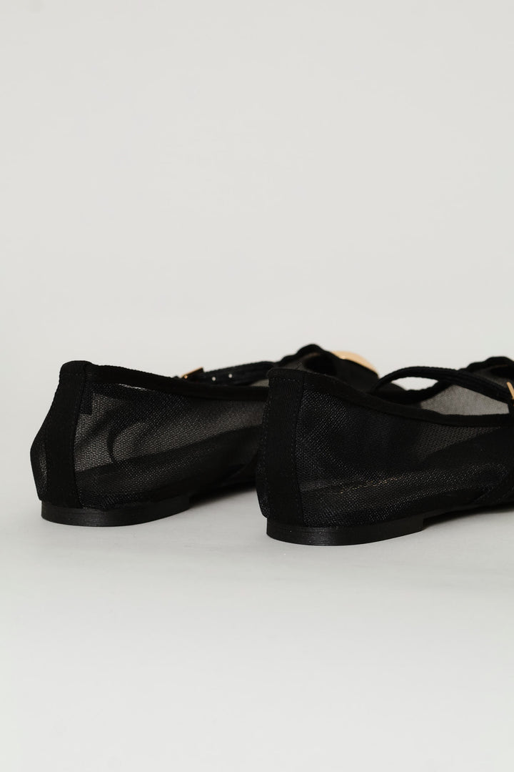 Big Trim Mesh Mary Jane Pump - Black