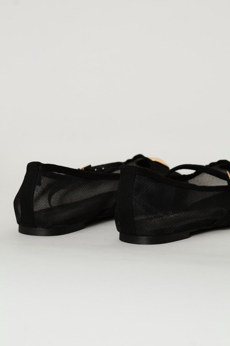Big Trim Mesh Mary Jane Pump - Black
