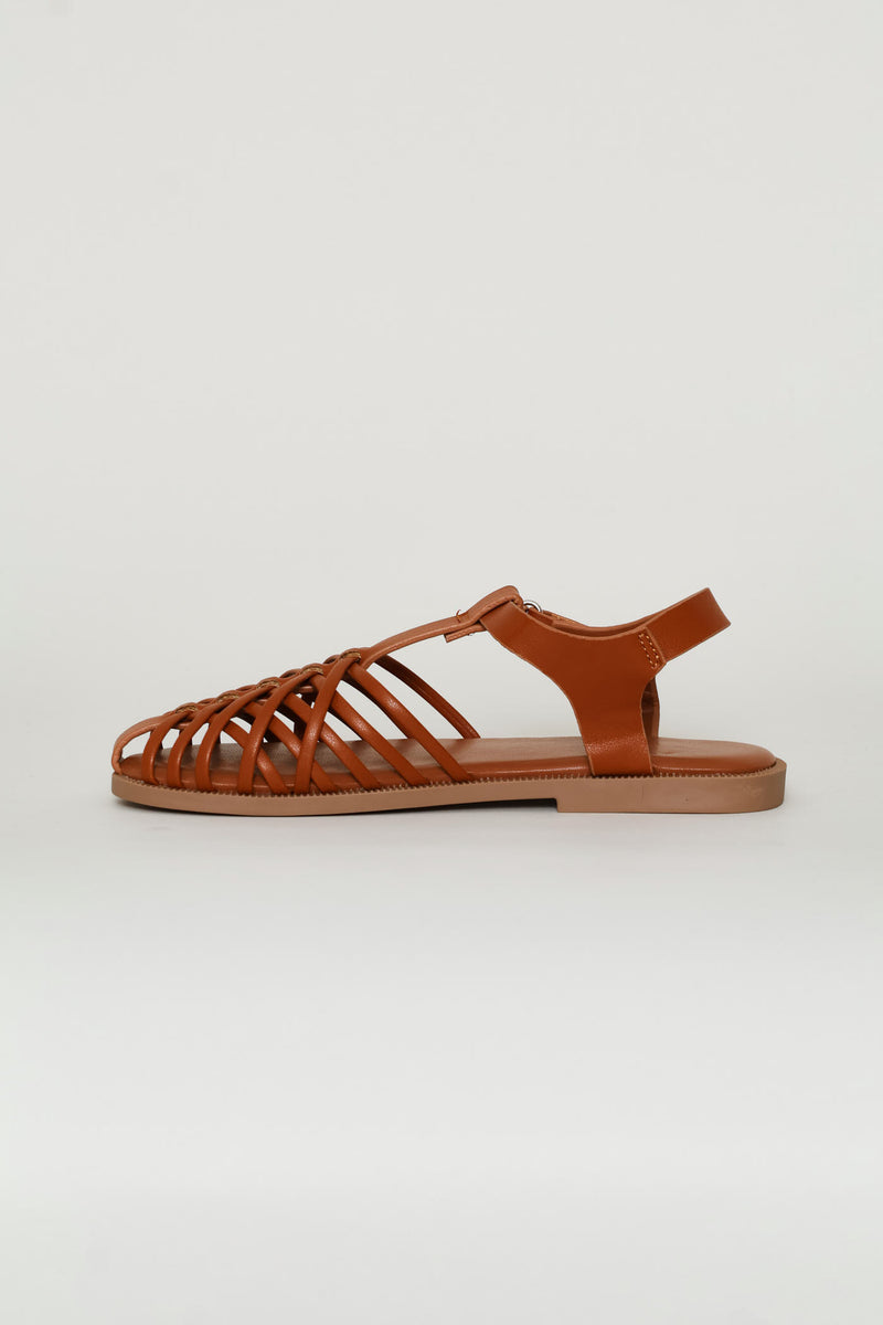 Girls Multi Strap Fisherman Sandal - Brown