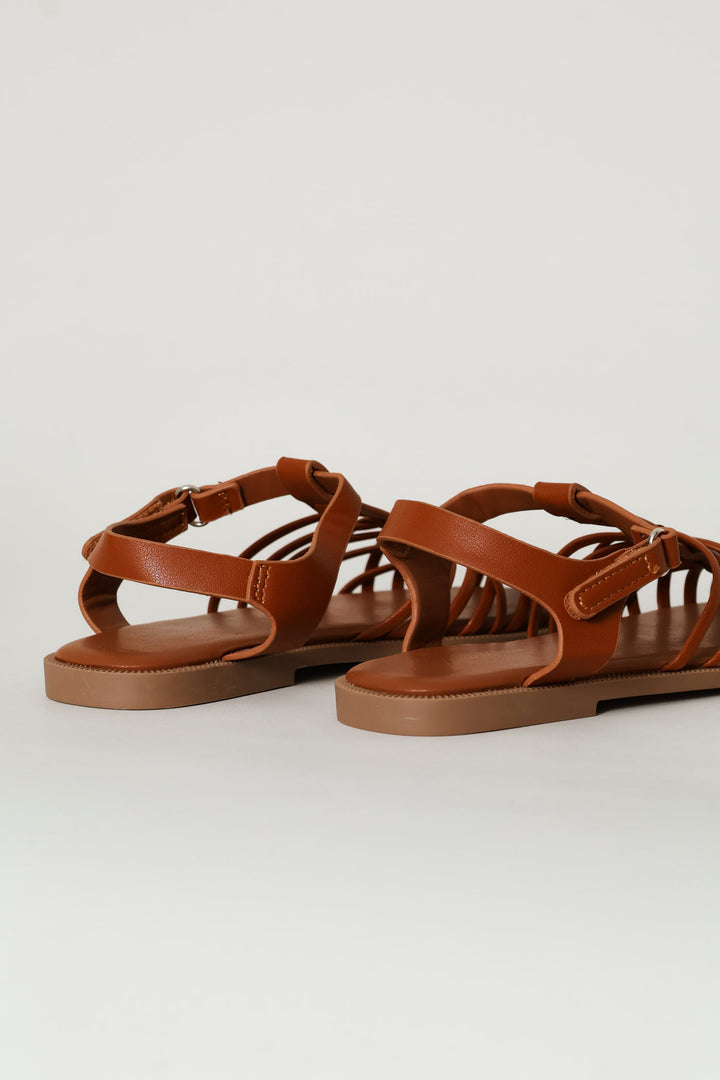 Girls Multi Strap Fisherman Sandal - Brown