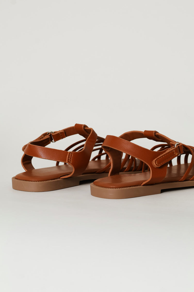 Girls Multi Strap Fisherman Sandal - Brown