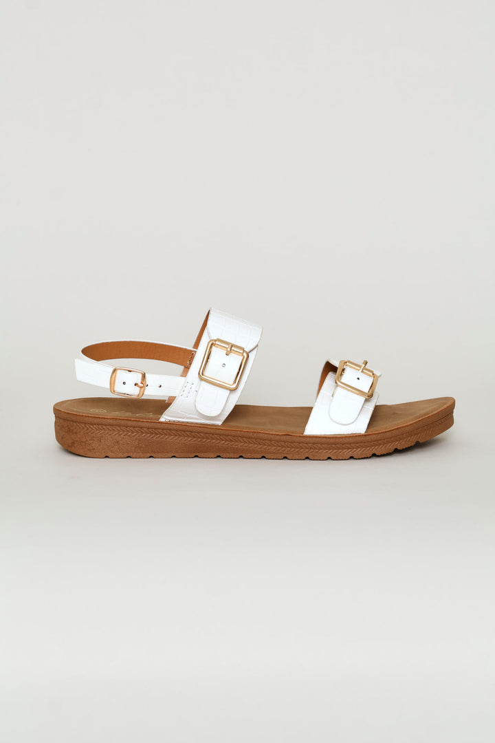 Croc Double Strap Slingback Sandal - White