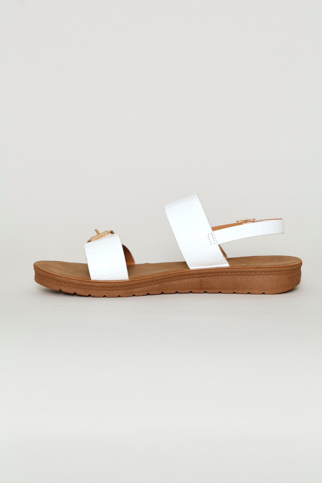 Croc Double Strap Slingback Sandal - White