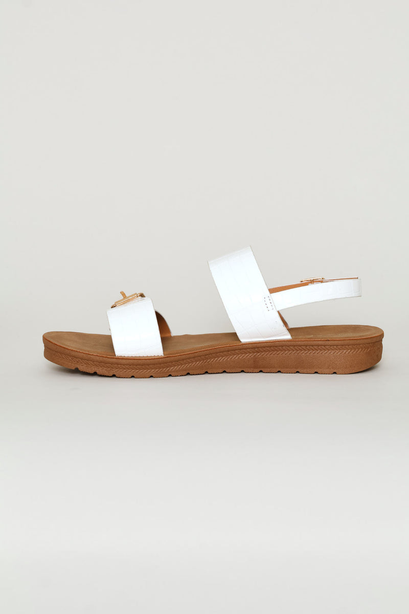 Croc Double Strap Slingback Sandal - White