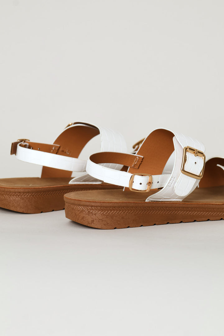 Croc Double Strap Slingback Sandal - White