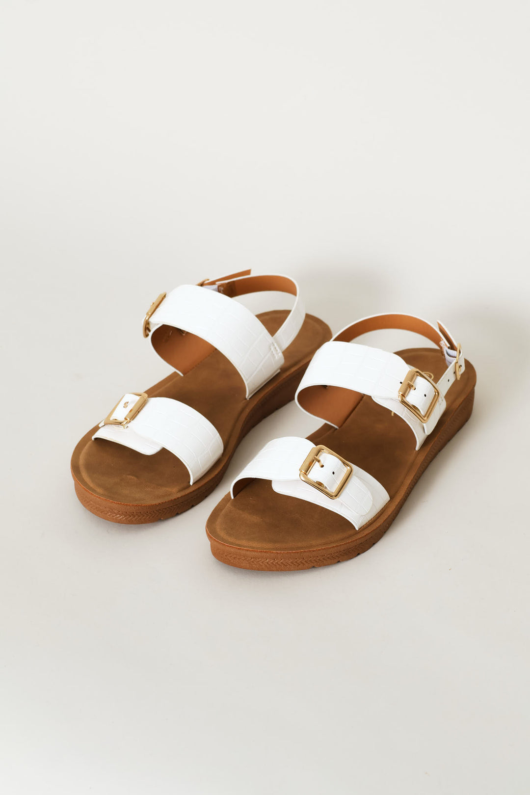 Croc Double Strap Slingback Sandal - White